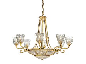 RAFFAELLO 1999/6+8-C - Gold plated chandelier with crystal _ Possoni Illuminazione